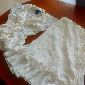 2 piece ruffle blouse and skirt